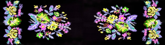 haftowany motyw kwiatowy